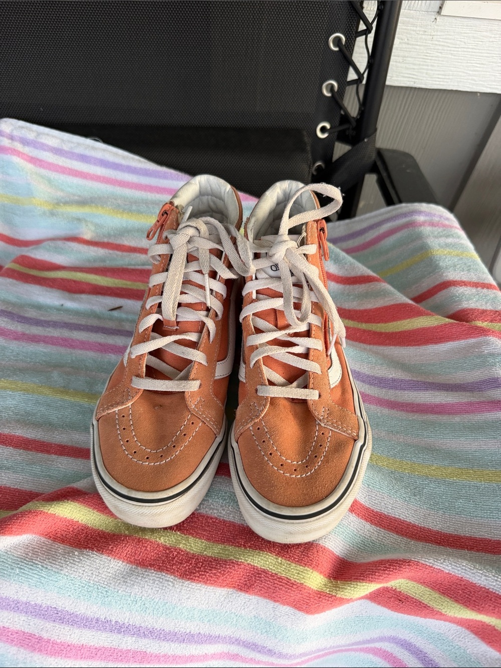 Vans Orange Kids High-Top Sneakers with White Accents